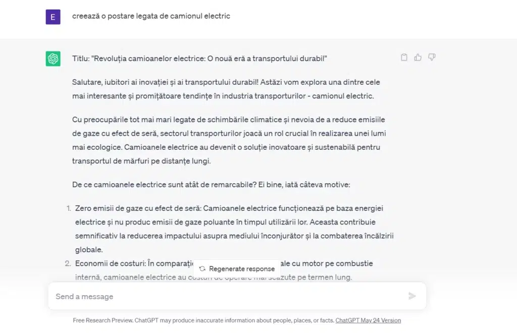postare chatgpt romana