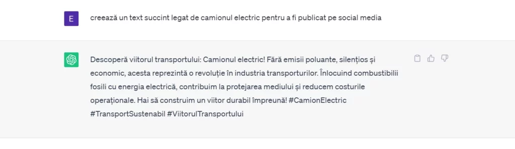chatgpt romana solicitare text postare