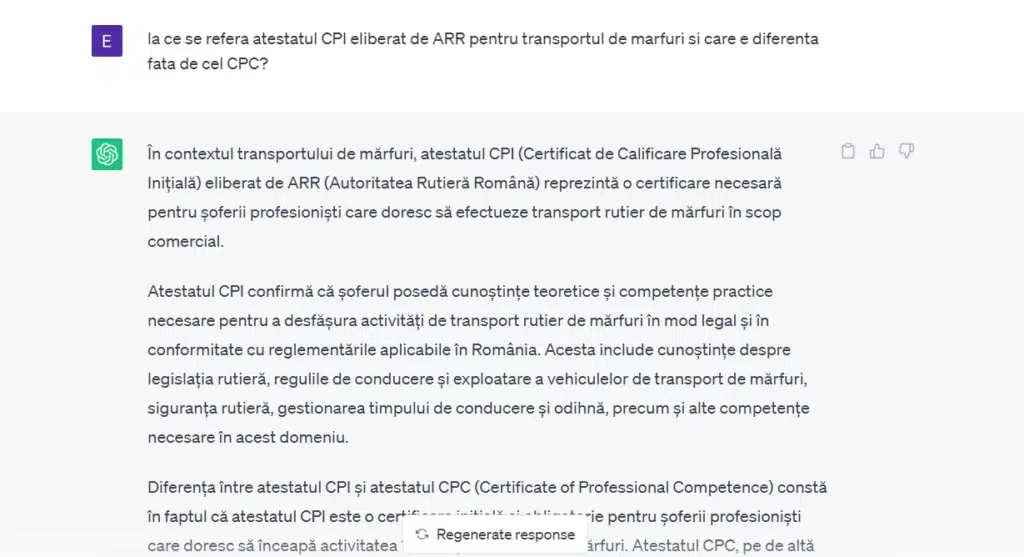 info corecte chatgpt