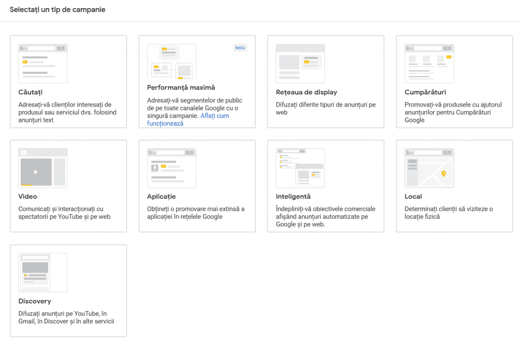 tipuri de campanii de promovare in google