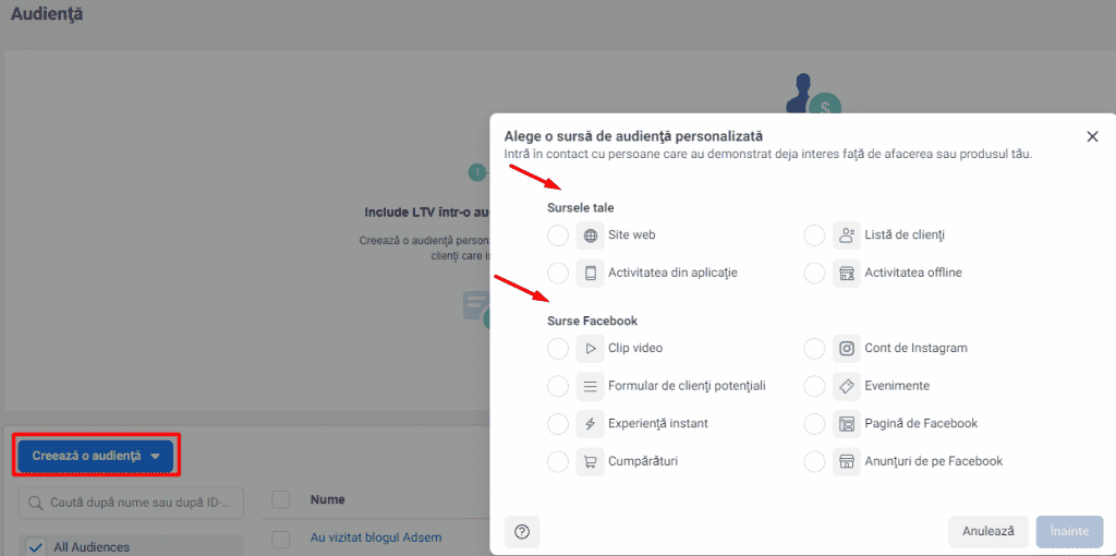 audienta in facebook business manager